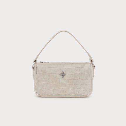 COMPASS BADGE HOLDER Leather Bag White (Small)
