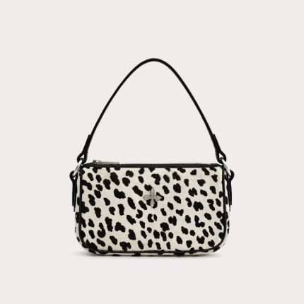 COMPASS BADGE Cross White Leopard Bag (Small)