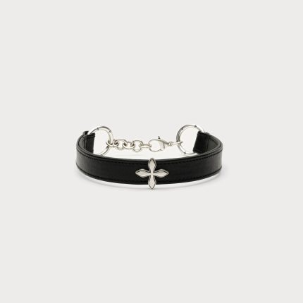 COMPASS RIVET Cross Rivet Leather High Collar Choker