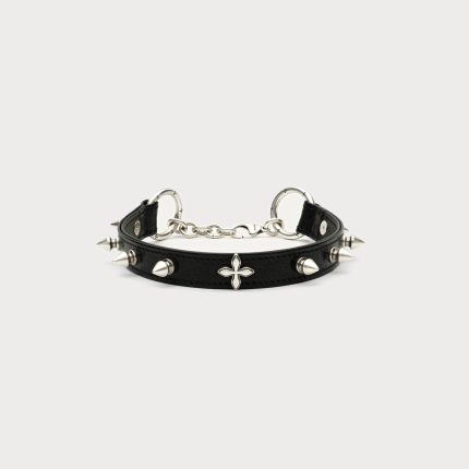 COMPASS RIVET Rivet Leather High Collar Choker