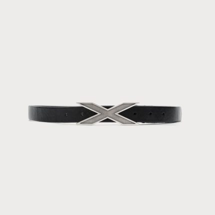 COMPASS X Extreme Badge Handmade Leather Belt Gray