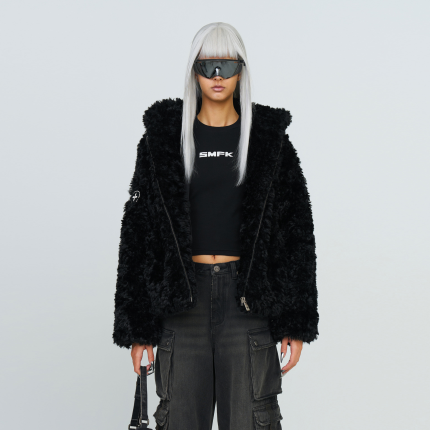 Compass Snowman Classic Faux Fur Jacket Black