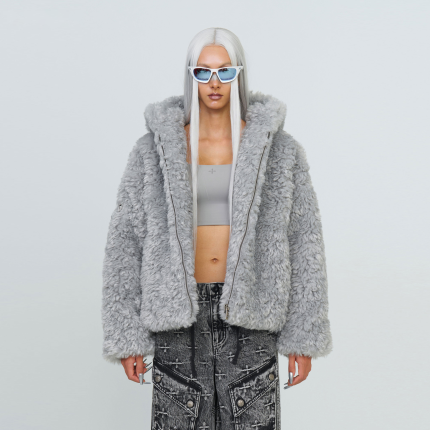Compass Snowman Classic Faux Fur Jacket Gray