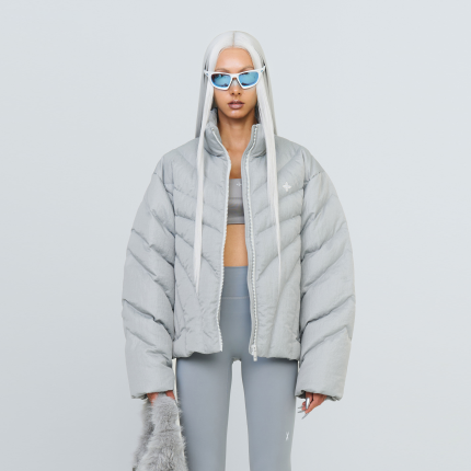 FUTURE Storm Wide Down Puff Jacket In Silver