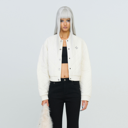 Compass Winter Badge Baseball Jacket In Cream