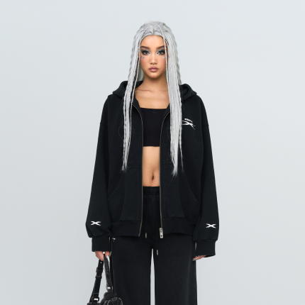 Future Genes Loose Hoodie Jacket Black