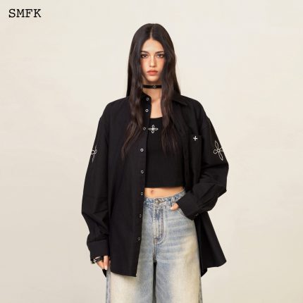 Compass Black Night Flower Classical Shirt