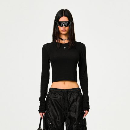 Compass Rush Slim-Fit Long Sleeves Top Black