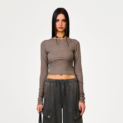 Compass Rush Slim-Fit Long Sleeves Top Nude