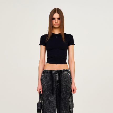 Compass Cross Badge Waist Tee Black