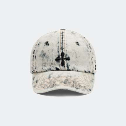 WildWorld Cross Denim Cream Baseball Cap