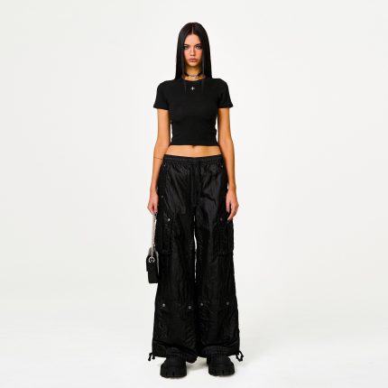 FUTURE Lightning Wide-Leg Track Pants in Black