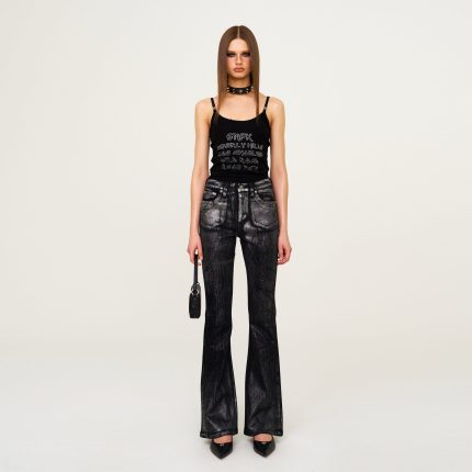 FUTURE Interstellar Phantom Glitter Flared Jeans Silver