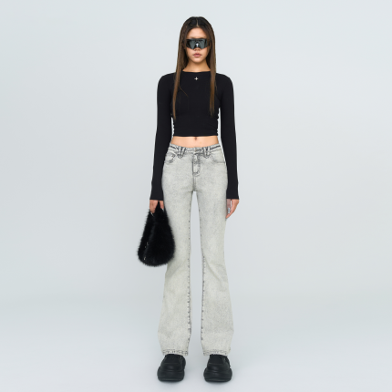 FUTURE Mirage Gray Nebula Stretch-flared Jeans