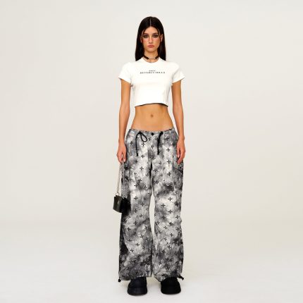 Compass Ink Garden Tie-Dye Hunting Paratrooper Pants Black and White