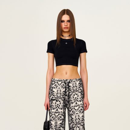 Compass Wave Body-shaping Skin Crop Tee Wild Black