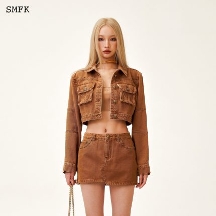 Ancient Myth Tarpan Hunting Short Jacket In Brown