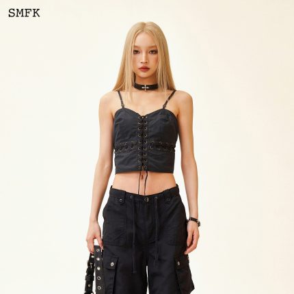 Ancient Myth Viper Cross Workwear Vest Top In Black