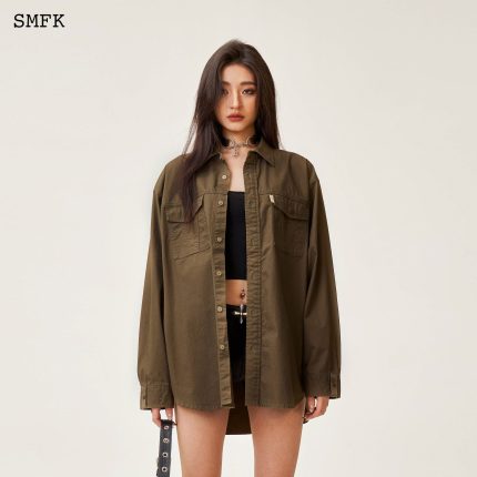 Compass Classic Loose Workwear Shirt Army Green