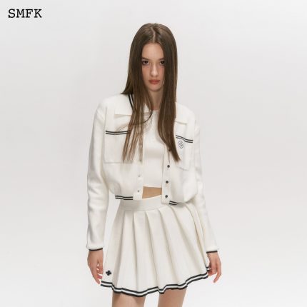 Compass Retro Academy White Knitted Jacket