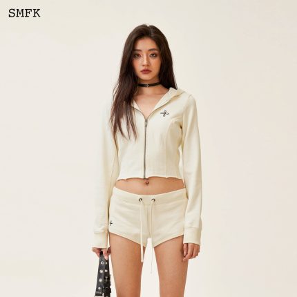 Compass Rove Stray Slim-Fit Hoodie In White
