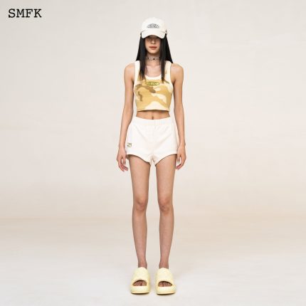 Cream Compass Vintage Running Shorts Causal