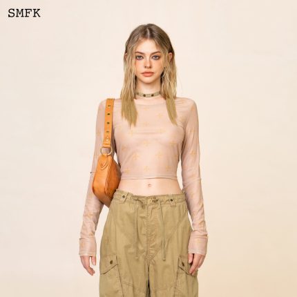 Garden Desert Mesh Tights Top In Khaki