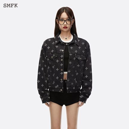 Garden Jacquard Denim Short Jacket