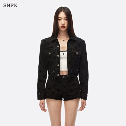 Garden Midnight Biker Denim Short Jacket