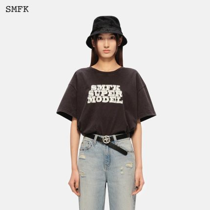 Oversized Model Vintage Tee Black