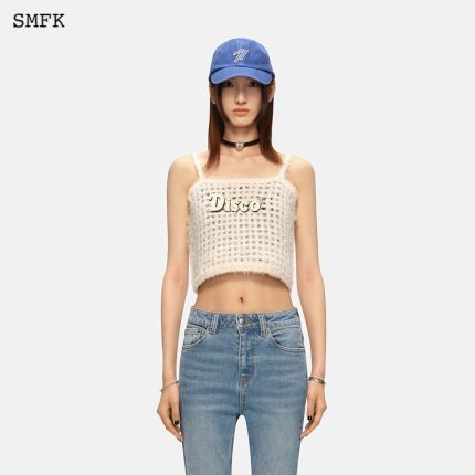 Rye Check Pattern Knitted Suspenders White