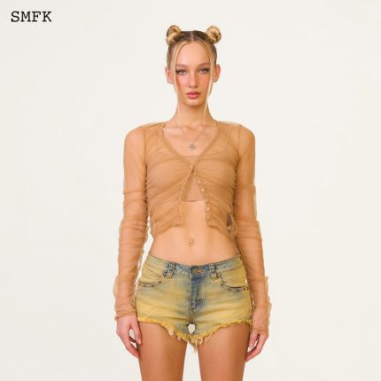 Temple Gauze Cardigan In Nude