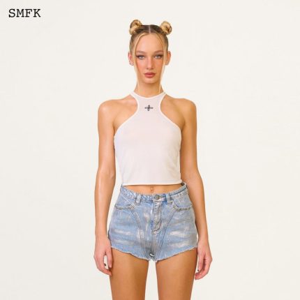 Temple Traditional Halter-Neck Knitted Vest Top