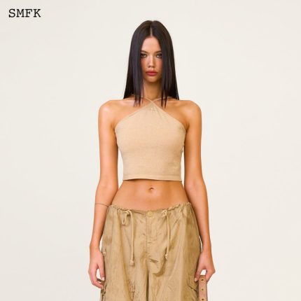 Temple Traditional Knitted Cross Sling Top Sand