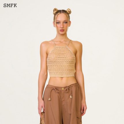 Temple Traditional Plain Knitted Sling Vest Top