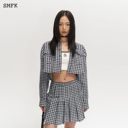 Vintage Academy Black And White Checkered Short Shirt