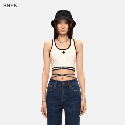 Vintage Campus Knit Vest White