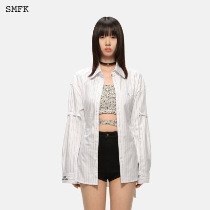 Vintage College Striped Shirt White