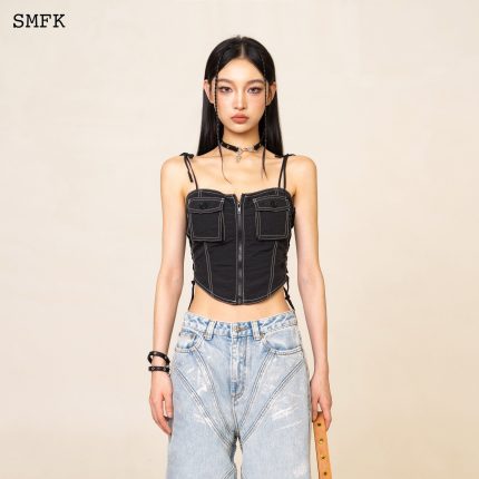 WildWorld Black Stray Paratrooper Corset Tube Top