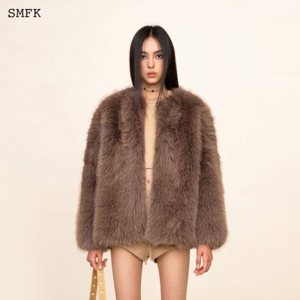 WildWorld Classic Faux Fur Jacket In Purple