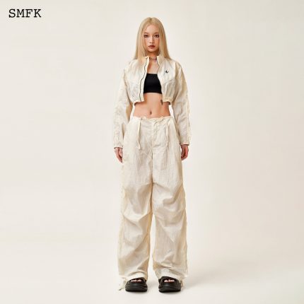 WildWorld Parachute Wide-Leg Pants In White